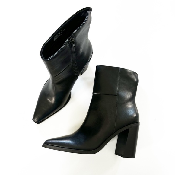 Steve Madden Black Leather Snip Toe Western Heeled Boots Booties Womens 10 New - Picture 6 of 10